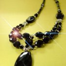Natural Black Stone & Swarovski Necklace 1N139204