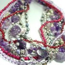 Purple Stone Beads Pearls Necklace 1N223643