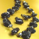Black Stone Beads Necklace Set 1N251427