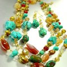 Multi Stone Pearl Beads Necklace Set 1N257022