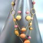Orange Knit  & Wood Beads Long Necklace Set 1N0806056
