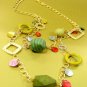 Green Wood  Gold Tone Chain Long Necklace 1N2381709