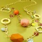 Orange Wood & Cord Beads Long Necklace 1N2381709