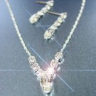 Silver Rhinestone Crystals Necklace Set 1N0010059