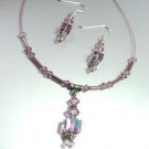 Lavender Swarovski Crystals Necklace Set 1N050367