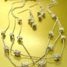 Silver Pave Crystals Chains Necklace Set 1N133109