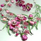 Pink Crystals Floral Necklace Set 1N226147
