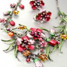 Wine Crystals Floral Necklace Set 1N226147