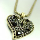 Black Crystals Gold Heart Mesh Necklace 1N4001994