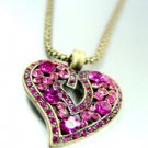 Pink Crystals Gold Heart Mesh Necklace 1N4001994