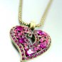 Pink Crystals Gold Heart Mesh Necklace 1N4001994