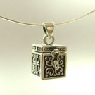 Sterling Silver Etched Prayer Box Necklace 1n0090425