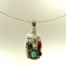 Sterling Silver Stones Prayer Box Necklace 1N009423