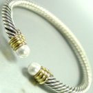 Sterling Silver Cable Pearls Bracelet 1B009217