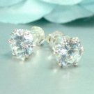 Sterling Silver CZ Crystal STUD Earrings 7mm