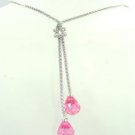 Sterling Silver Pink CZ Crystals Necklace 1N009211
