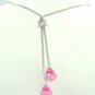 Sterling Silver Pink CZ Crystals Necklace 1N009211