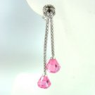 Sterling Silver Pink CZ Crystals Earrings E009211