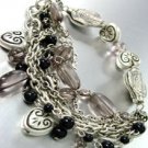 Black Beads Hearts Stretch Bracelet 1B1255410
