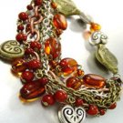 Brown Beads Hearts Stretch Bracelet 1B1255410