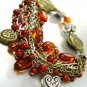 Brown Beads Hearts Stretch Bracelet 1B1255410