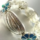 Turquoise Enamel Silver Stretch Bracelet 1B0385799