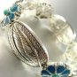 Turquoise Enamel Silver Stretch Bracelet 1B0385799