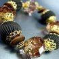 Brown Lucite Beads Stretch Bracelet 1B0386306