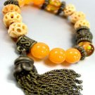 Natural Carved Beads Tassel Bracelet 1B067123E