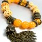 Natural Carved Beads Tassel Bracelet 1B067123E