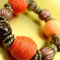 Orange Cord Beads Stretch Bracelet 1B1083662