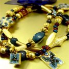 Blue Beads Gold Stretch Bracelet 1B235156