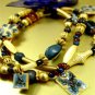 Blue Beads Gold Stretch Bracelet 1B235156