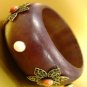Natural Wood Creme Marble Studs Bangle 1B2576623