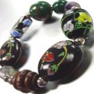 Black Colorful Ceramic Glass Bracelet 1B35603