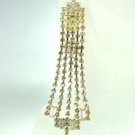 Gold Rhinestone Crystals Dangle Earrings Clip On 1E4004280