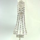 Silver Rhinestone Crystal Dangle Earrings Clip On 1E4004280