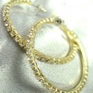 Gold Crystals 1 3/4 Inch Hoop Earrings 1E400434