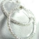 Silver Crystals 1 3/4 Inch Hoop Earrings 1E400434