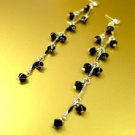 Black Lucite Crystals Silver Earrings 1E00111