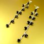 Black Lucite Crystals Silver Earrings 1E00111