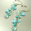 Turquoise Lucite Beads Hoop Earrings 1E1333407