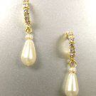  Gold Crystals Dangle Pearl Earrings 1E0013135