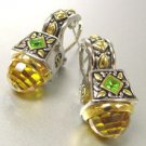 Citrine CZ Crystals Silver Gold Earrings 1E1015194