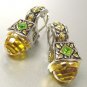 Citrine CZ Crystals Silver Gold Earrings 1E1015194