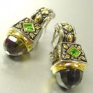 Olive CZ Crystals Silver Gold Earrings 1E1015194