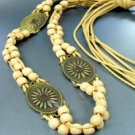 Beige Wood Beads Antique Wrap Belt 1BELT0011517