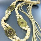 Creme Wood Beads Antique Wrap Belt 1BELT0011517