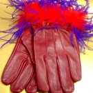 Purple Feathers Red Leather Glove  1GLOVE2886