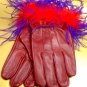 Purple Feathers Red Leather Glove  1GLOVE2886